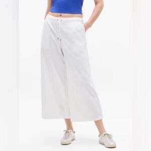 Athleta Midday Mid Rise Crop Poplin Pant Size XL White Wide Leg Drawstring